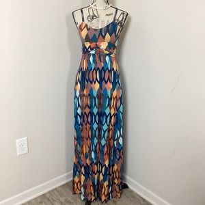 Anthropologie by Maeve Noetzie Women’s Yellow SkyBlue Orange Brown Maxi Dress